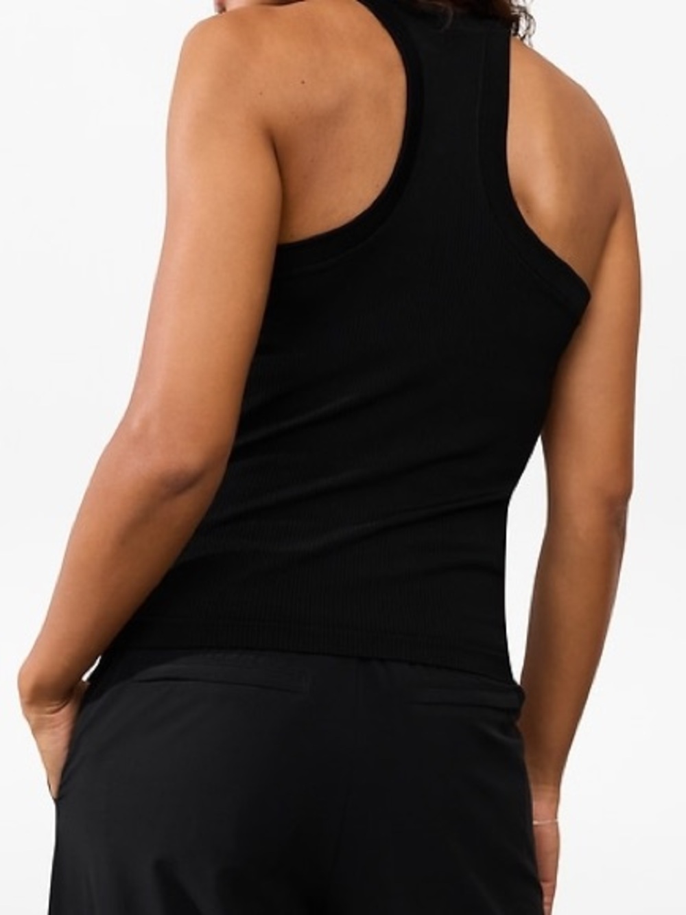 Athleta Renew High-neck Ribbed Racerback Tank Top - Black size M